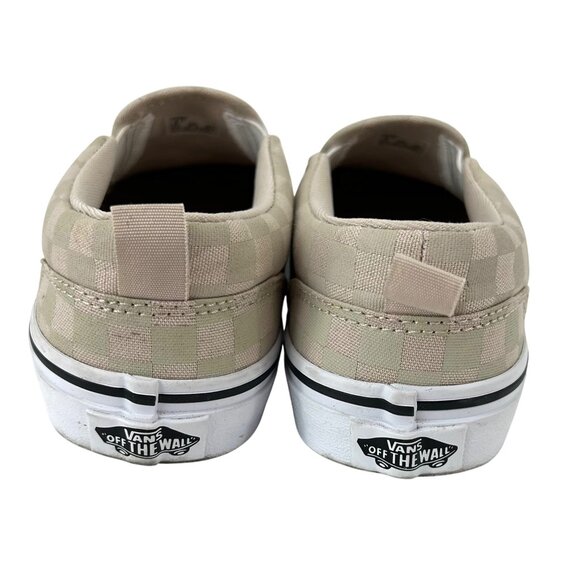 Vans Girls Beige Checkerboard Slip-On Sneakers Sunflower Embroidery Junior Sz 4 - Picture 3 of 8